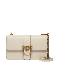 PINKO BORSA DONNA LOVE ONE MEDIA A MANO CLASSIC VITELLO BIANCO E GOLD 105857 126