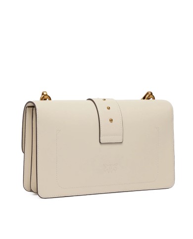 PINKO BORSA DONNA LOVE ONE MEDIA A MANO CLASSIC VITELLO BIANCO E GOLD 105857 126