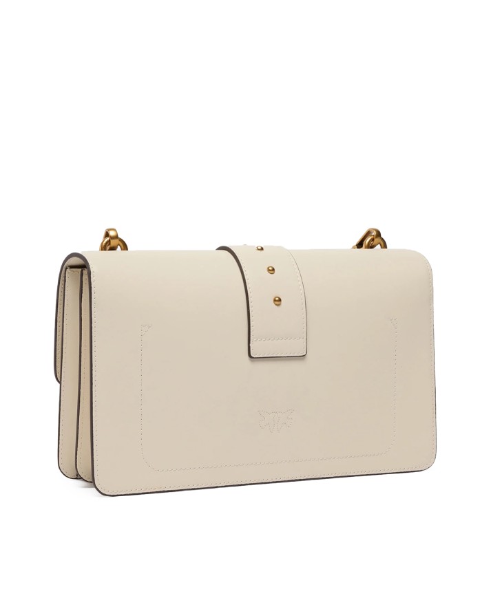 PINKO BORSA DONNA LOVE ONE MEDIA A MANO CLASSIC VITELLO BIANCO E GOLD 105857 126