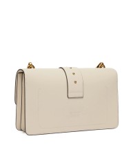 PINKO BORSA DONNA LOVE ONE MEDIA A MANO CLASSIC VITELLO BIANCO E GOLD 105857 126