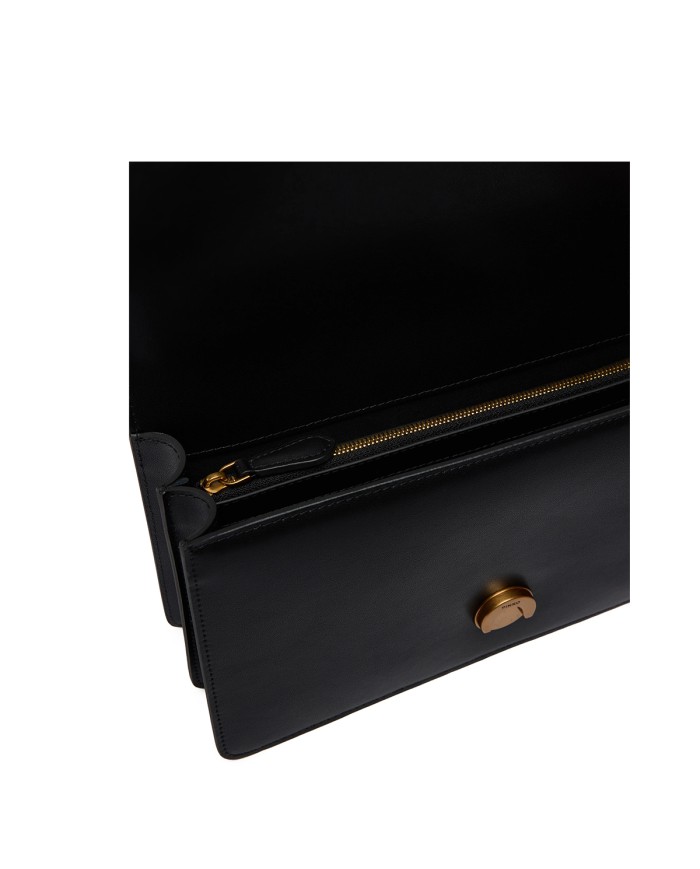 PINKO BORSA DONNA LOVE ONE MEDIA A MANO CLASSIC VITELLO NERO E ORO 105857 126