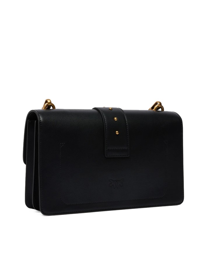 PINKO BORSA DONNA LOVE ONE MEDIA A MANO CLASSIC VITELLO NERO E ORO 105857 126