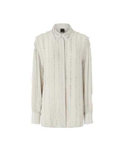 PINKO CAMICIA CAITLIN LEGGERA CON RICAMI GIOILELLO GRIGIO COLOMBA 106238 126