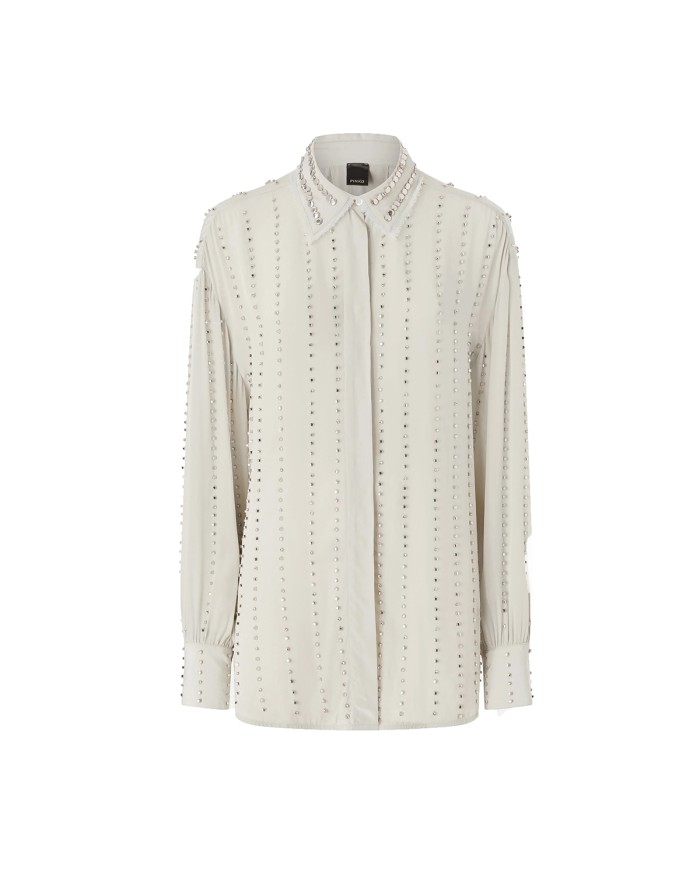 PINKO CAMICIA CAITLIN LEGGERA CON RICAMI GIOILELLO GRIGIO COLOMBA 106238 126