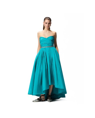 PINKO ABITO DATTERO IN TAFFETA CON CINTURINA GIOIELLO VERDE MATTONELLA 106254 126