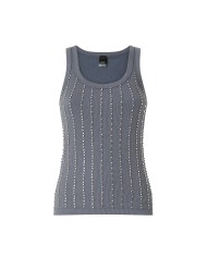 PINKO TOP CANOTTA COSTINA CECILY CON DETTAGLI GIOIELLO ASFALTO 106265 126