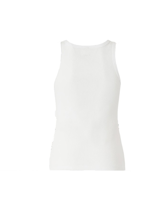 PINKO TOP CANOTTA COSTINA CECILY CON DETTAGLI BIANCO BRILLANTE 106265 126