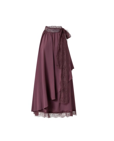 PINKO ABITO CREPE' DE CHINE CON DETTAGLI IN PIZZO MIRTILLO 106268 126