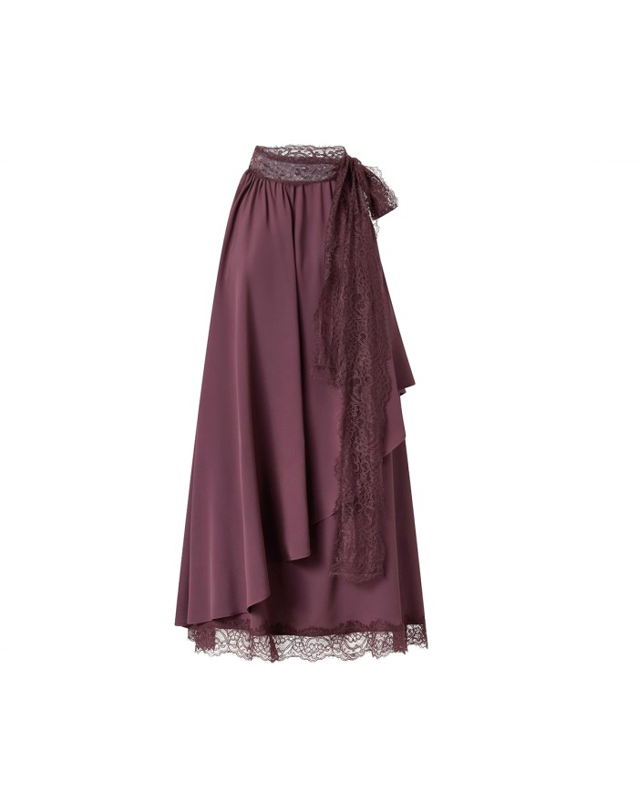 PINKO ABITO CREPE' DE CHINE CON DETTAGLI IN PIZZO MIRTILLO 106268 126