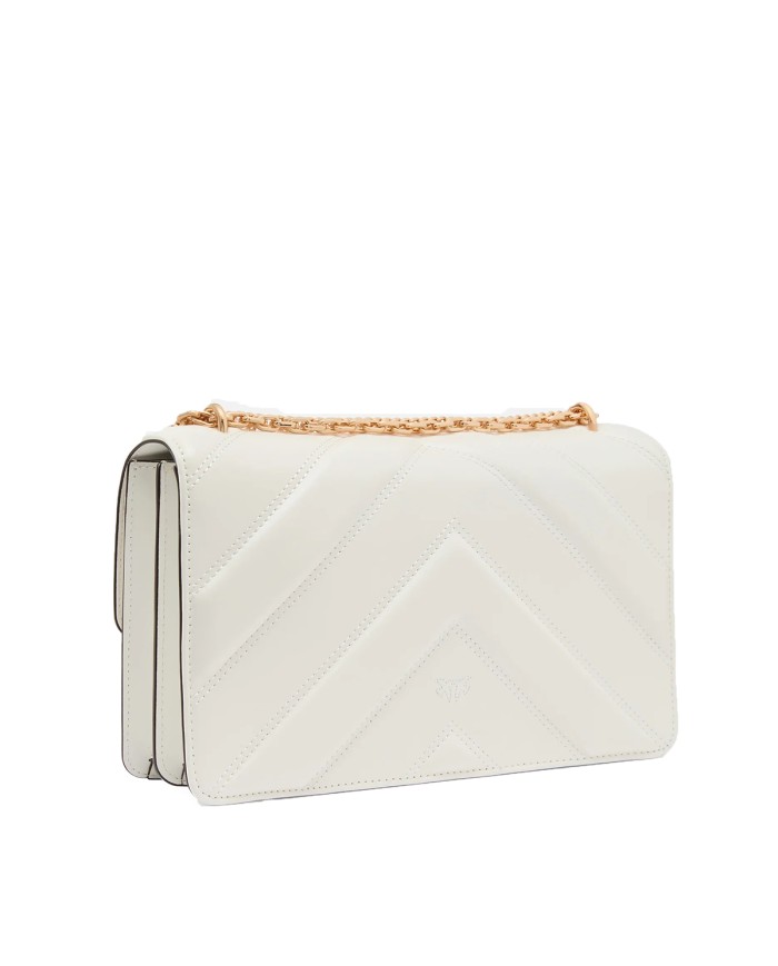 PINKO BORSA DONNA LOVE ONE CLASSIC TRIPLA CATENA BIANCO NEMBO - GOLD MORDORE' 106294 126