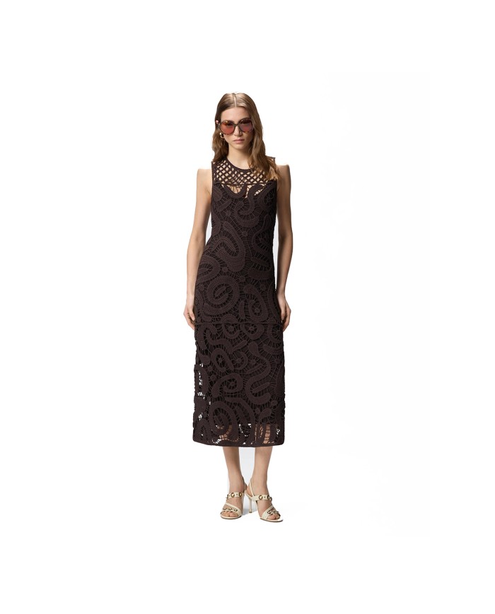 PINKO ABITO BUFERA IN CROCHET GEOMETRICO MARRONE JAVA 106361 126