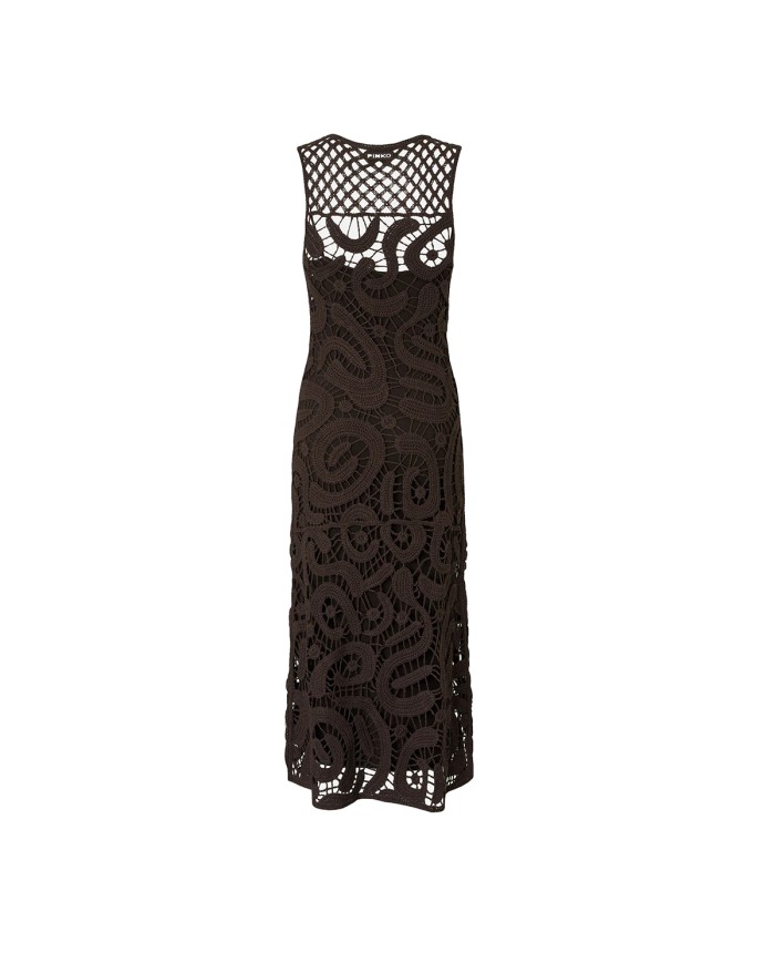 PINKO ABITO BUFERA IN CROCHET GEOMETRICO MARRONE JAVA 106361 126