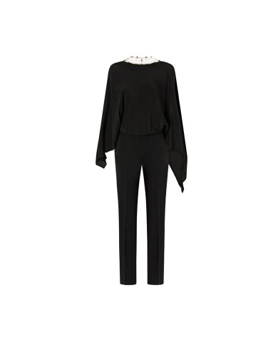 PINKO TUTA LUNGA BIETOLE CREPE SCOPERTA CON GIOIELLO NERO LIMOUSINE 16641 126