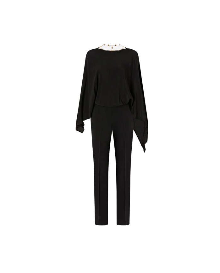 PINKO TUTA LUNGA BIETOLE CREPE SCOPERTA CON GIOIELLO NERO LIMOUSINE 16641 126