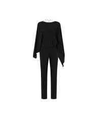 PINKO TUTA LUNGA BIETOLE CREPE SCOPERTA CON GIOIELLO NERO LIMOUSINE 16641 126