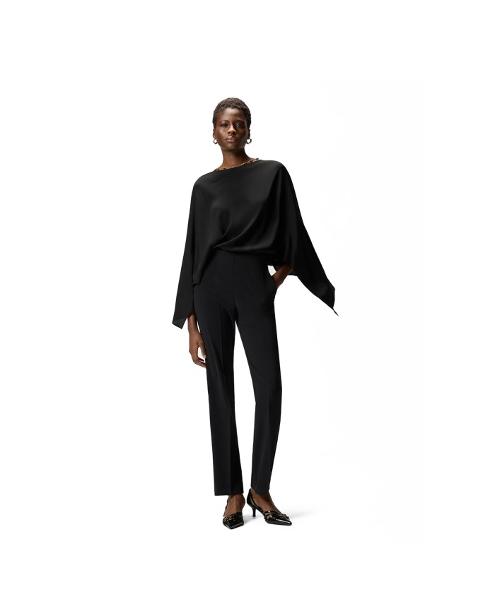 PINKO TUTA LUNGA BIETOLE CREPE SCOPERTA CON GIOIELLO NERO LIMOUSINE 16641 126