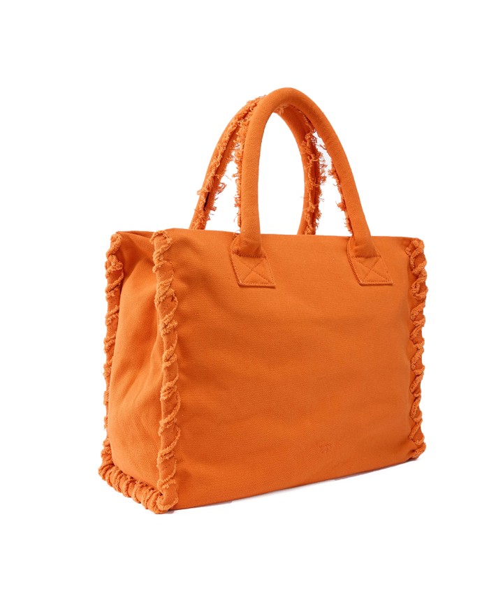 PINKO BORSA DONNA SHOPPER BAG CANVAS ARANCIO BRUCIATO 106673 126