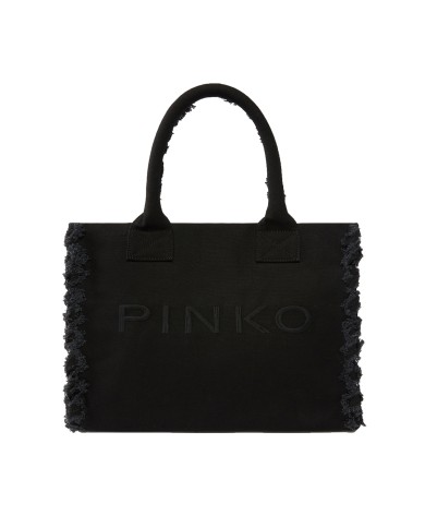 PINKO BORSA DONNA SHOPPER BAG CANVAS NERO LIMOUSINE 106673 126