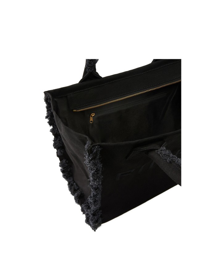 PINKO BORSA DONNA SHOPPER BAG CANVAS NERO LIMOUSINE 106673 126