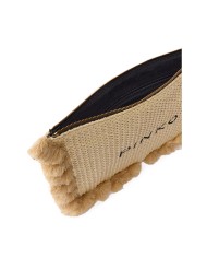 PINKO BORSA DONNA BUSTINA FLAT IN RAFIA PAGLIA E NERO 106718 126
