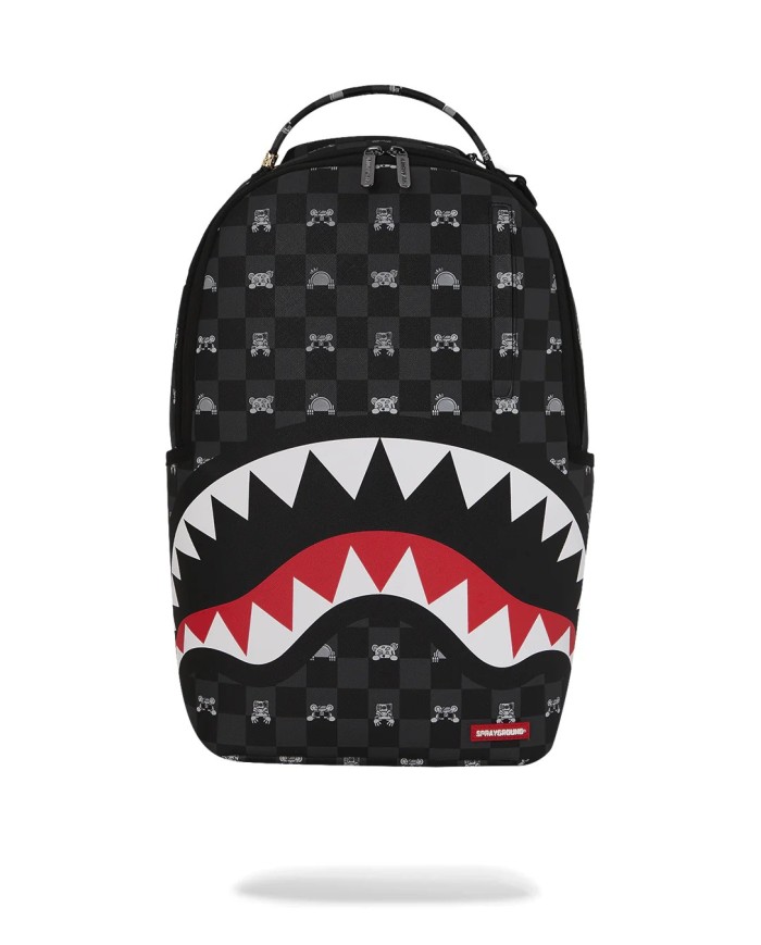 SPRAYGROUND ZAINO GREY PEEKING CHRACTER CHECK BACKPACK 910B8872NSZ 126