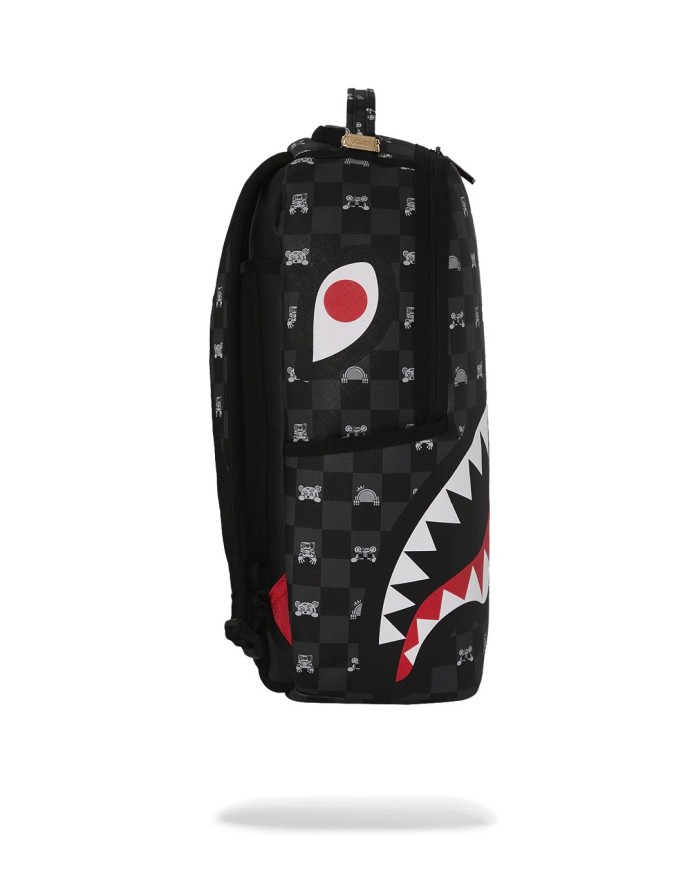 SPRAYGROUND ZAINO GREY PEEKING CHRACTER CHECK BACKPACK 910B8872NSZ 126