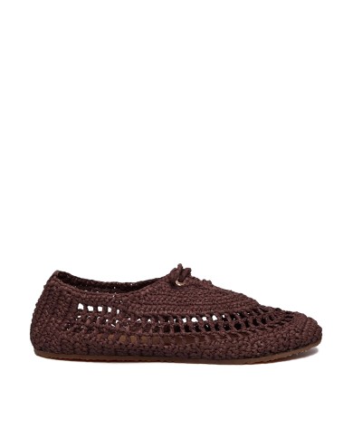 SUPERGA SCARPA DONNA BALLERINA CROCHET BROWN COFFEE S5141PW 126