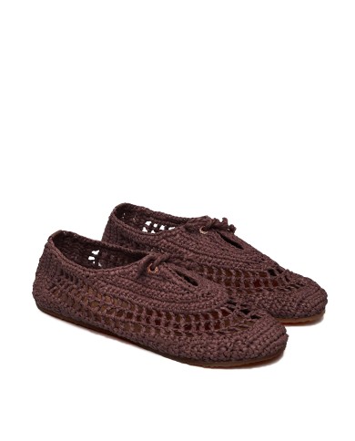SUPERGA SCARPA DONNA BALLERINA CROCHET BROWN COFFEE S5141PW 126
