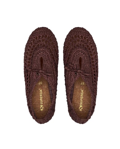 SUPERGA SCARPA DONNA BALLERINA CROCHET BROWN COFFEE S5141PW 126