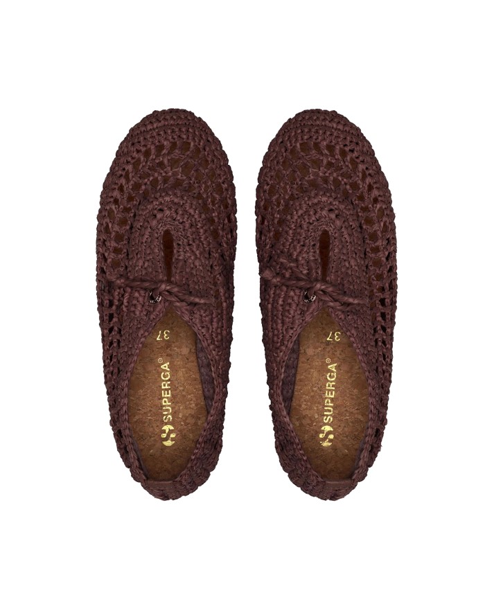 SUPERGA SCARPA DONNA BALLERINA CROCHET BROWN COFFEE S5141PW 126