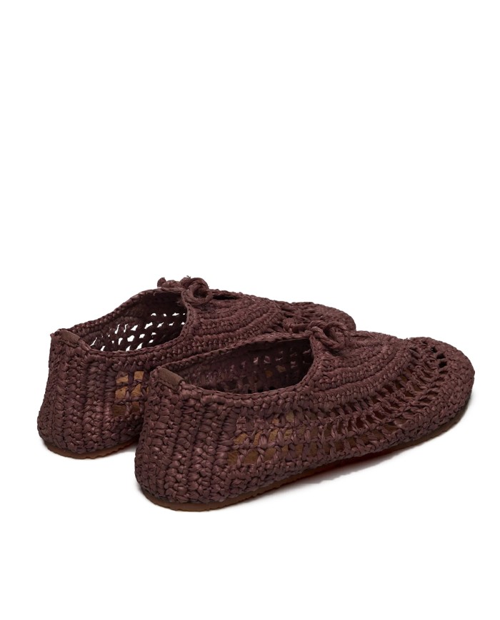 SUPERGA SCARPA DONNA BALLERINA CROCHET BROWN COFFEE S5141PW 126