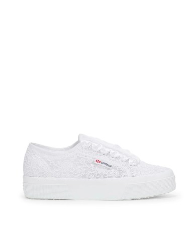 SUPERGA SCARPA DONNA SNEAKERS PLATOU FLOWER MACRAME' TOTAL WHITE S2136QW 126