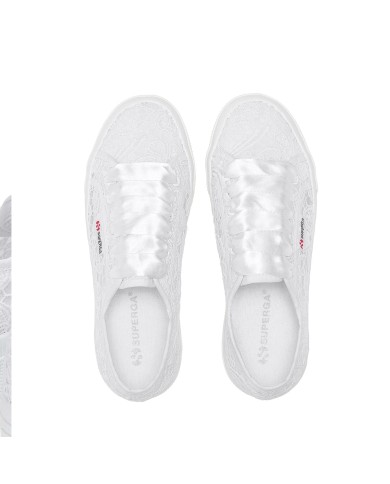 SUPERGA SCARPA DONNA SNEAKERS PLATOU FLOWER MACRAME' TOTAL WHITE S2136QW 126