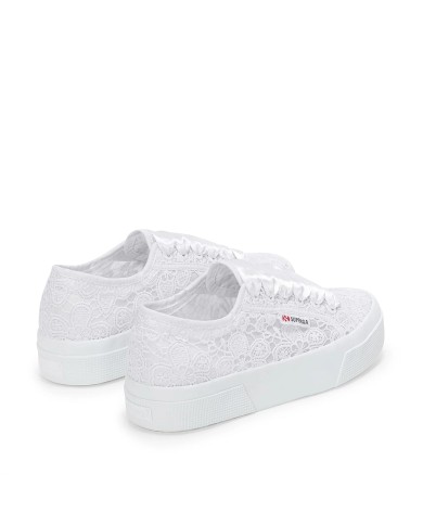 SUPERGA SCARPA DONNA SNEAKERS PLATOU FLOWER MACRAME' TOTAL WHITE S2136QW 126