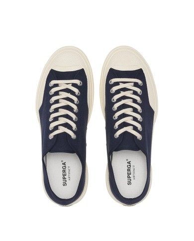 SUPERGA SCARPA UOMO SNEAKER WORKS LOW COTTON CANVAS NAVY OFF WHITE S51347W 126