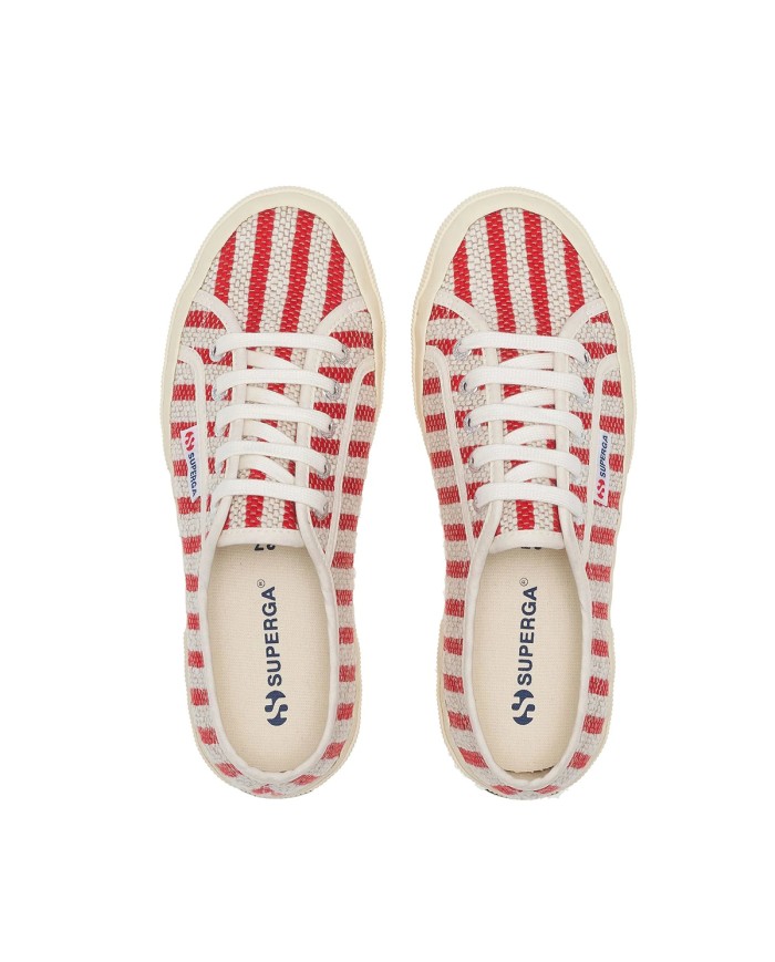 SUPERGA SCARPA DONNA SNEAKER COTTON STRIPE RED OFF WHITE S5138VW  126