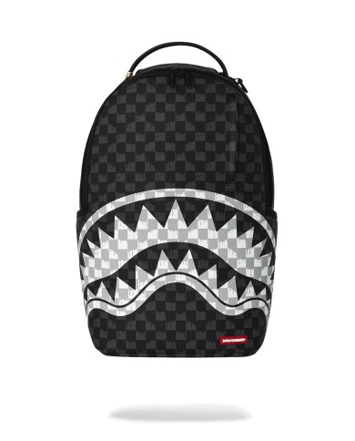 SPRAYGROUND ZAINO BLACK AND WHITE DRIP CHECK SHARK BACKPACK 910B8553NSZ 226