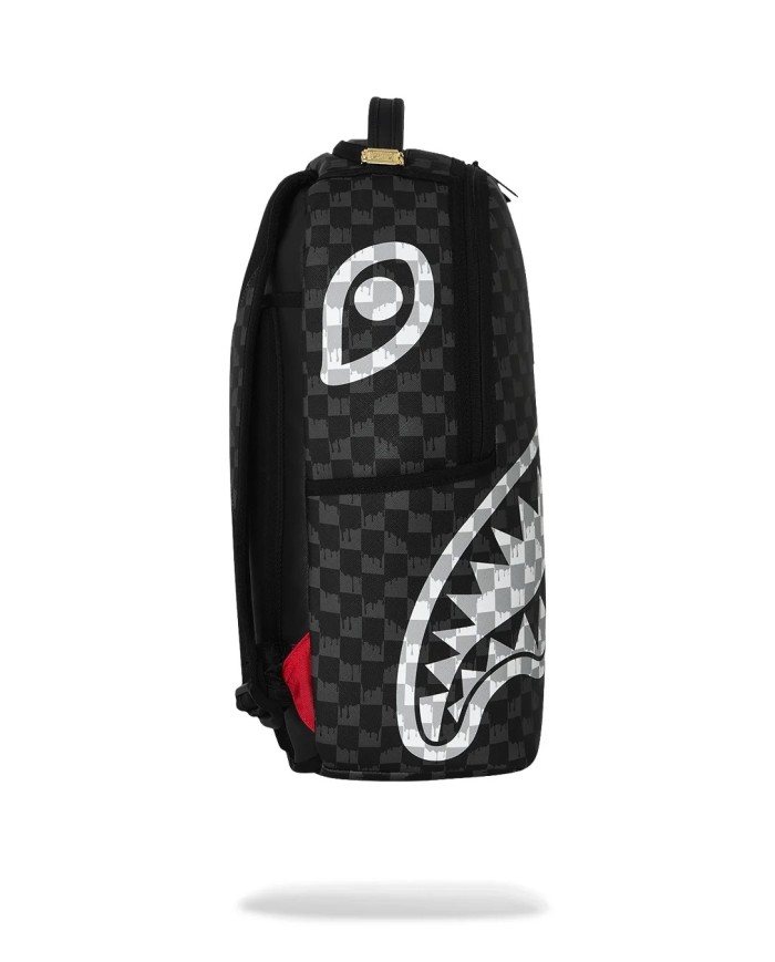 SPRAYGROUND ZAINO BLACK AND WHITE DRIP CHECK SHARK BACKPACK 910B8553NSZ 226