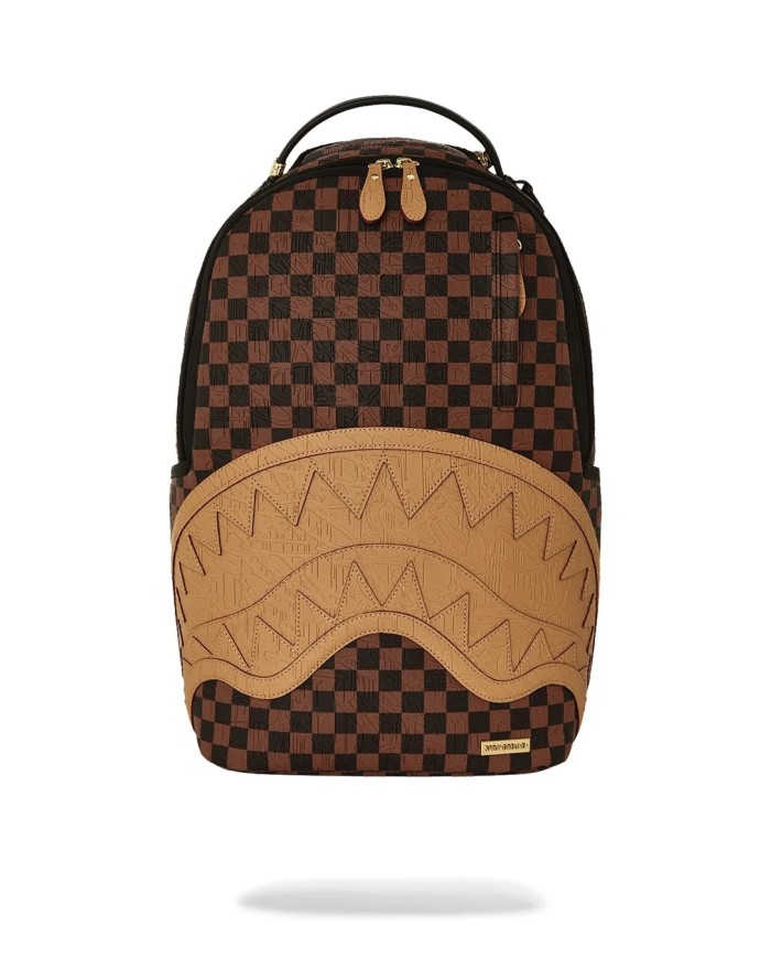 SPRAYGROUND ZAINO SEMBOSSED CHEK BROWN BACKPACK 910B8592NSZ 226
