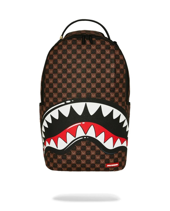 SPRAYGROUND ZAINO SHARK IN PARIS WTF BUBBLY BROWN CHECK BACKPACK 910B8634NSZ 226