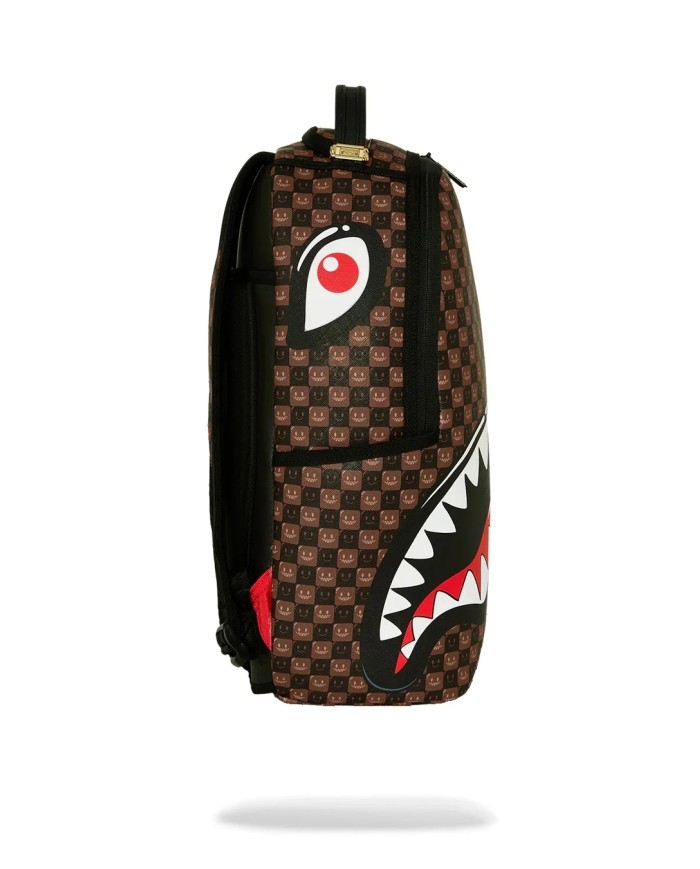 SPRAYGROUND ZAINO SHARK IN PARIS WTF BUBBLY BROWN CHECK BACKPACK 910B8634NSZ 226