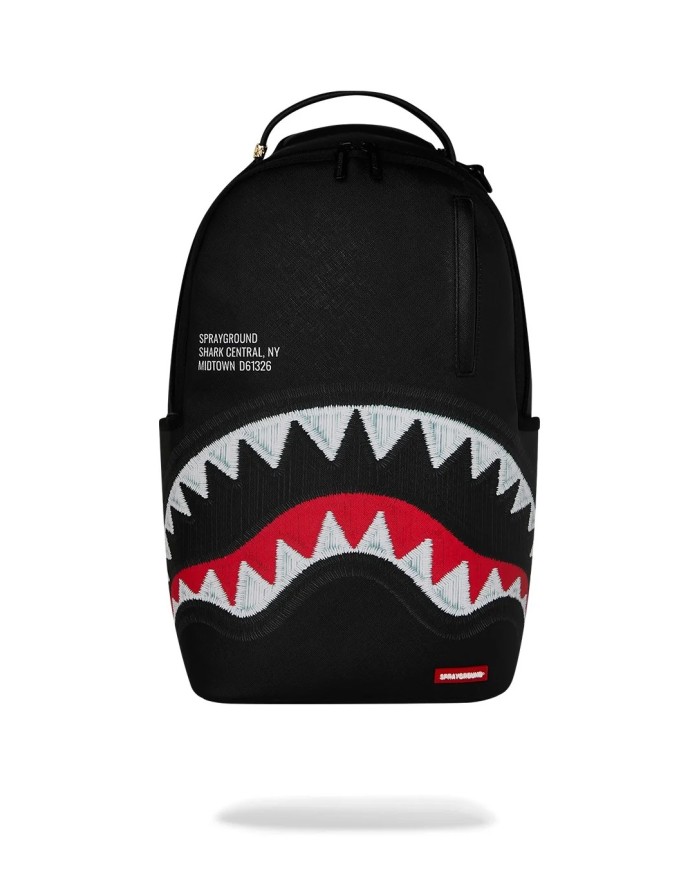 SPRAYGROUND ZAINO SHARK CENTRAL BLACK EMBROIDERED SHARK BACKPACK 910B9629NSZ 226