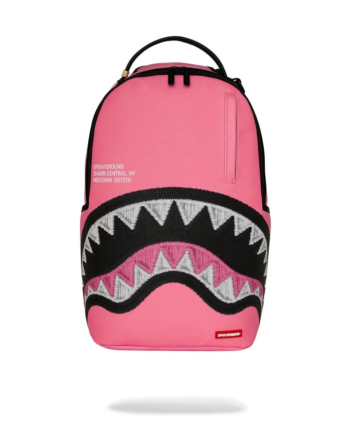 SPRAYGROUND ZAINO SSHARK CENTRAL PINK EMBROIDERED SHARK BACKPACK 910B9630NSZ 226
