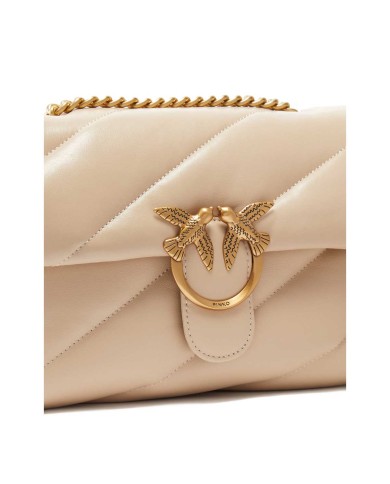 PINKO BORSA A TRACOLLA NAPPA TRAPUNTATA LOVE BAG PUFF CON CATENA GRIGIO FUMO/ANTIQUE GOLD 125