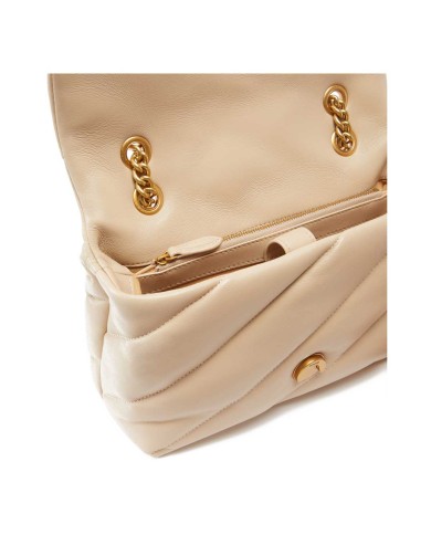 PINKO BORSA A TRACOLLA NAPPA TRAPUNTATA LOVE BAG PUFF CON CATENA GRIGIO FUMO/ANTIQUE GOLD 125