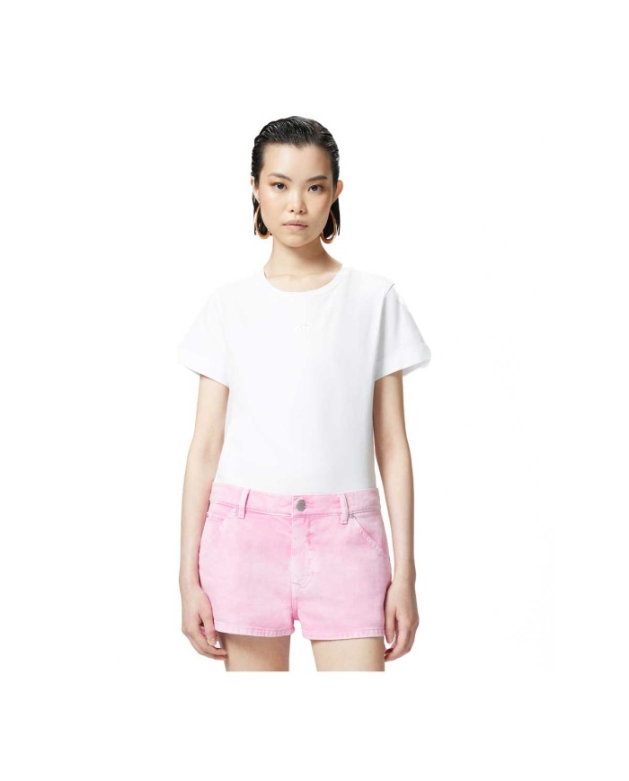 PINKO T-SHIRT DONNA MANICHE CORTE LOGO RICAMATO BIANCO 125