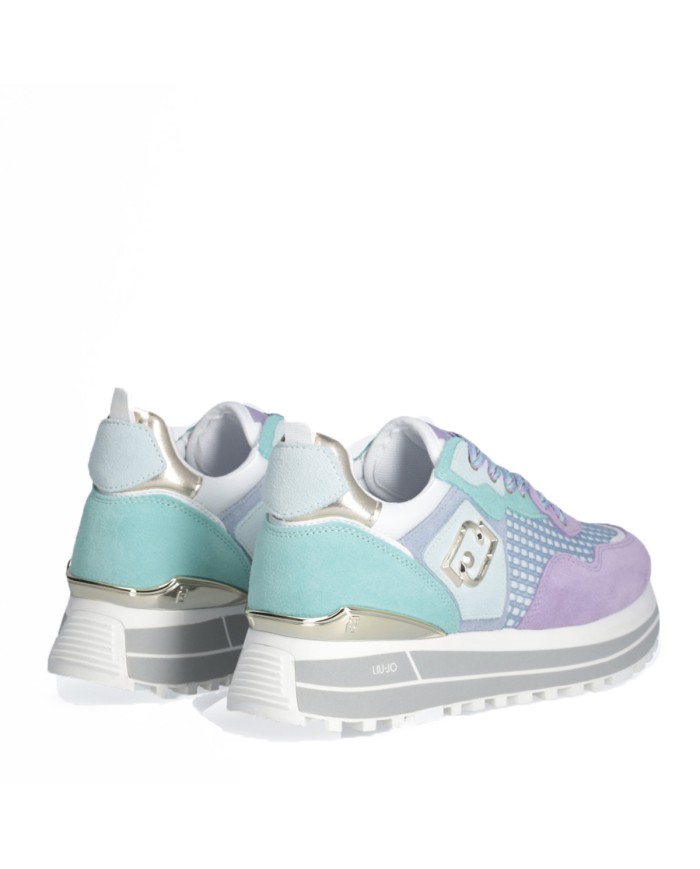 LIU-JO CALZATURE SCARPA DONNA SNEAKERS PLATFORM COW SUEDE MESH AMETISTA EMERALD BA5013 125
