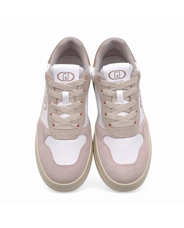 LIU-JO CALZATURE SCARPA DONNA SNEAKERS ME 03 SUEDE CALF NUDE WHITE PEACH BA5037 125