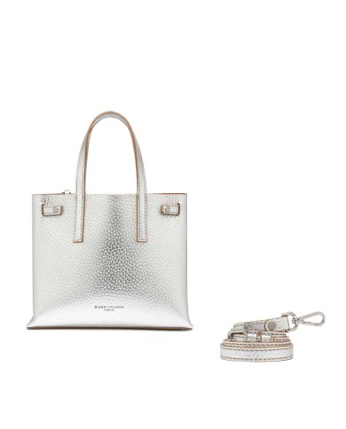 GIANNI CHIARINI MINI HAND BAG ALTEA CON TRACOLLA SILVER/ CARAMELLO BS 10965 RNGDBL 125
