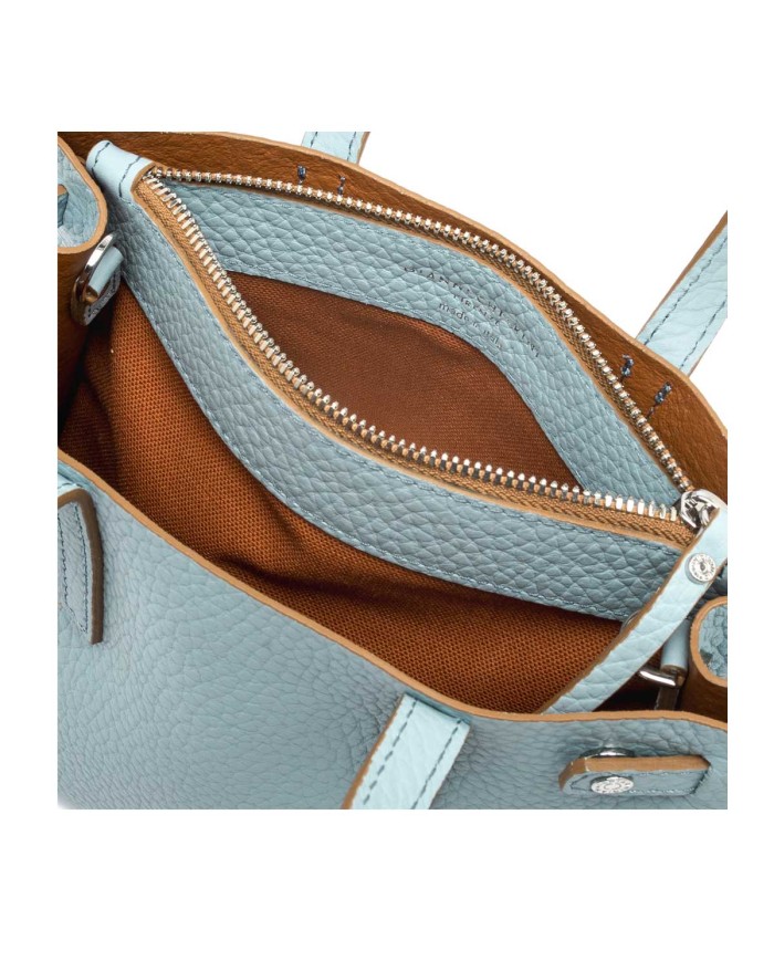 GIANNI CHIARINI MINI HAND BAG ALTEA CON TRACOLLA SKY/ CARAMELLO BS 10965 RNGDBL 125